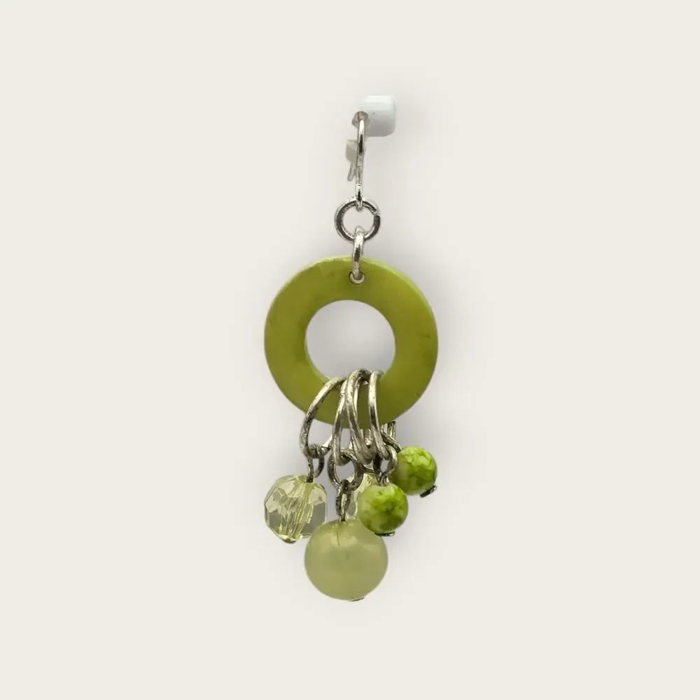 Lime Green Dangle Earrings Beaded Hoop Vintage Y2K Boho Statement Bright